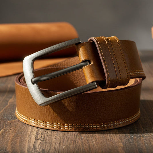 Distressed Brown Leather Belt