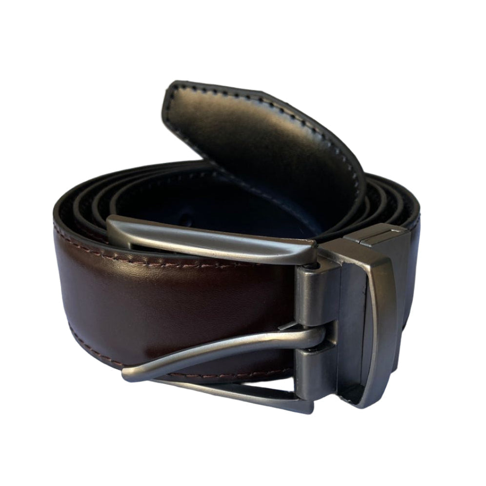 2-in-1 Double-Sided PU Leather Belt Black & Dark Brown