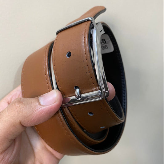 2-in-1 Reversible Premium Cow Leather Belt Black & Tan Brown