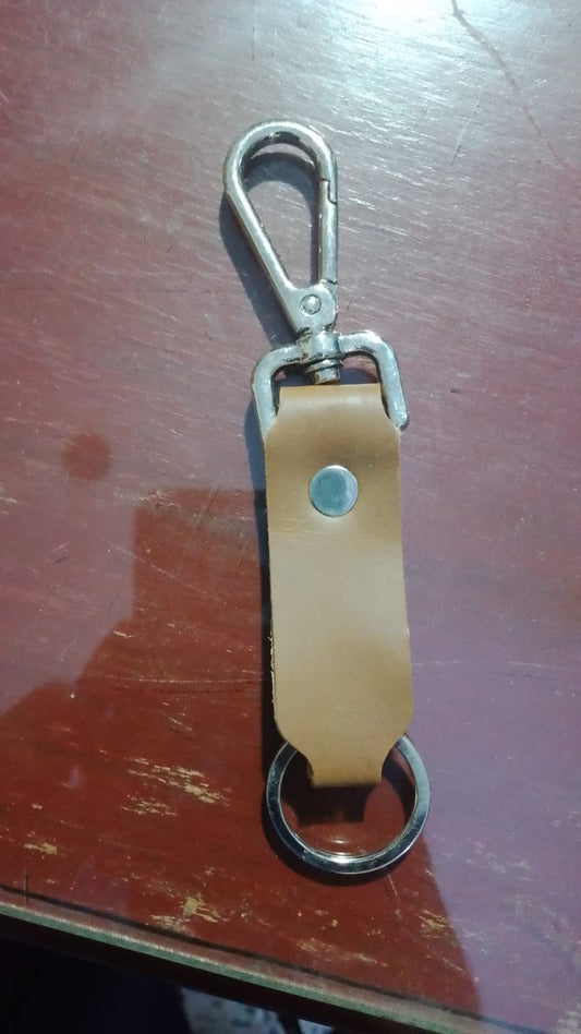 Camel Premium Leather Keychain with Metal Hook