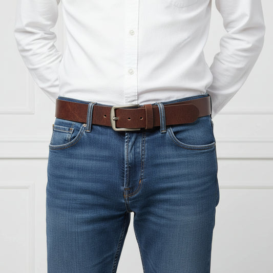 Stylish Men's Buffalo Brown Leather Belt