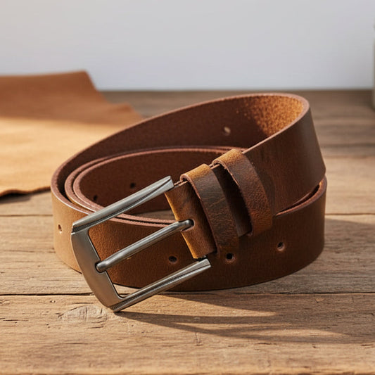 Leather Belt with Strong Buckle - Brown