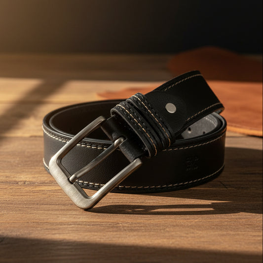 Premium Black Leather Belt