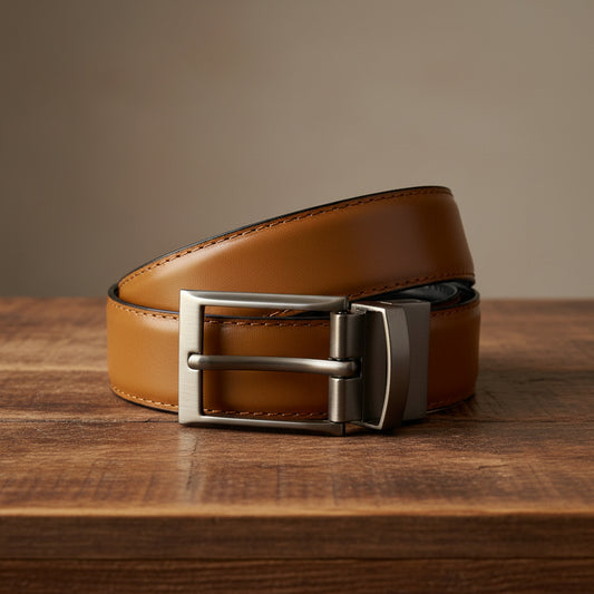 2-in-1 Double-Sided PU Leather Belt for Men Black & Camel