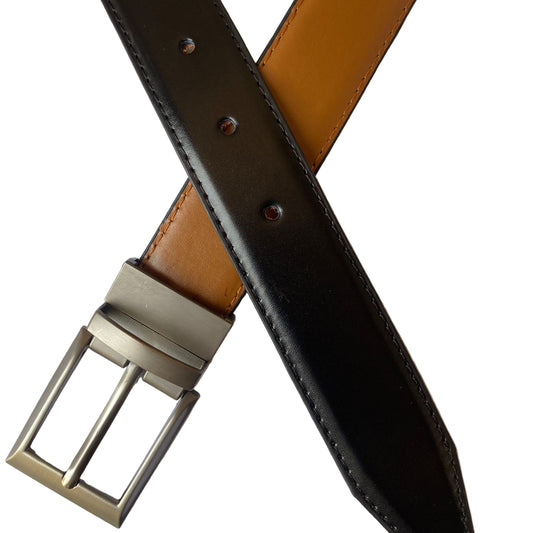 2-in-1 Double-Sided PU Leather Belt for Men Black & Camel
