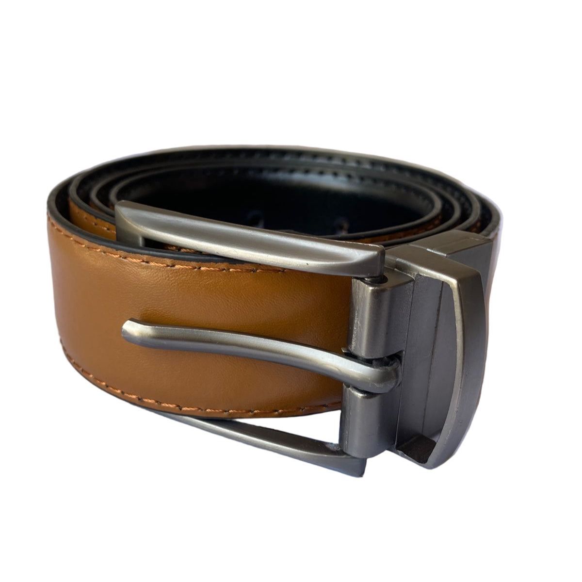 2-in-1 Double-Sided PU Leather Belt for Men Black & Camel