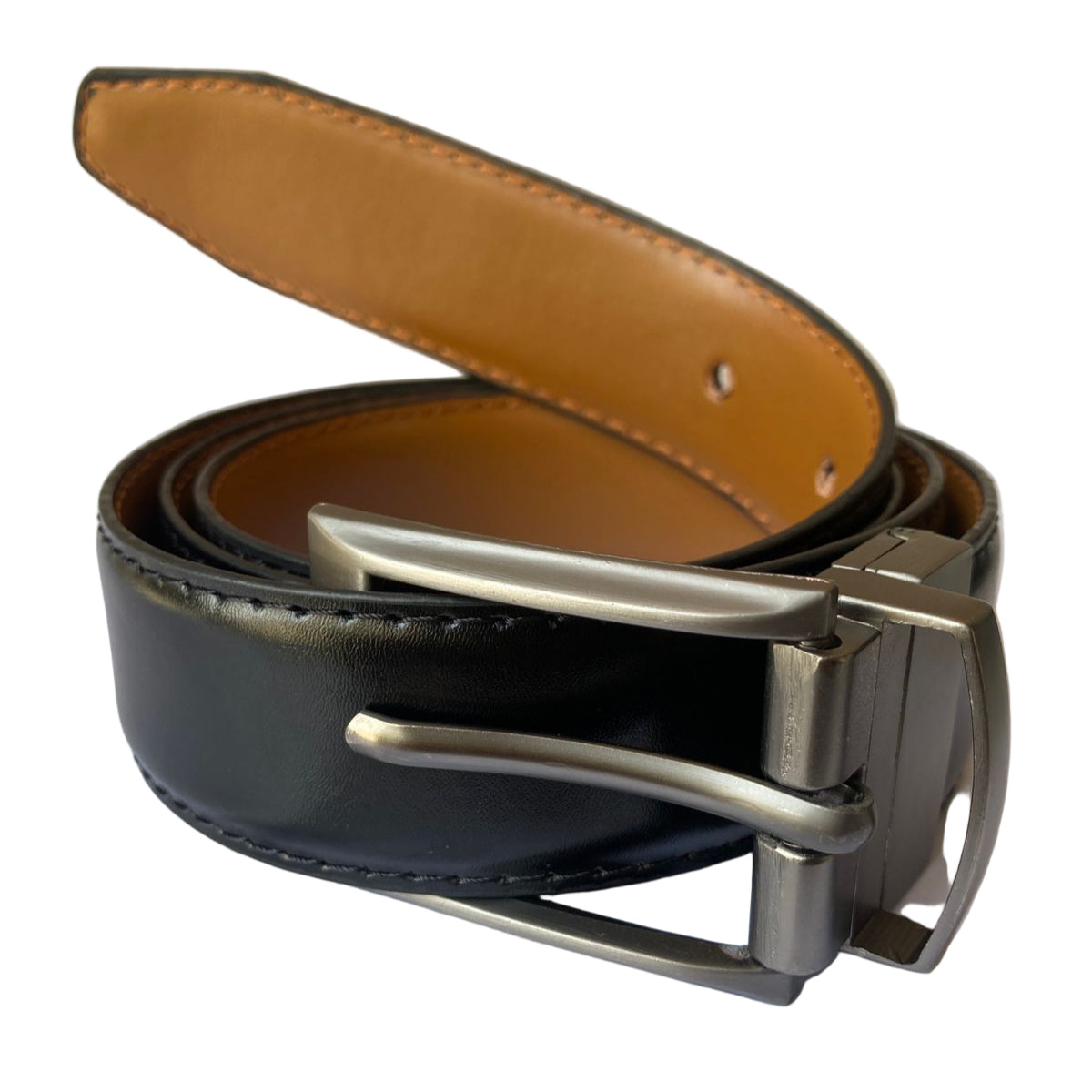 2-in-1 Double-Sided PU Leather Belt for Men Black & Camel