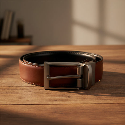 2-in-1 Double-Sided PU Leather Belt for Men Black & Brown