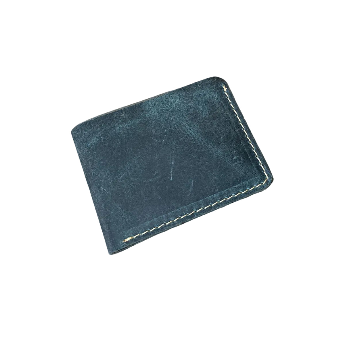 Leather Wallet Slim Bifold Design with Coin Pocket - Teal Blue