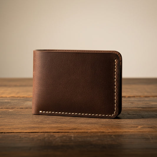 Brown Wallet Minimalist Genuine Leather Bifold Design