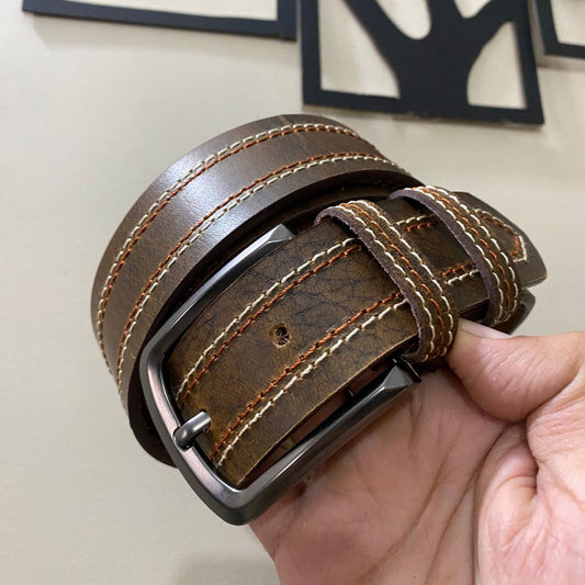 Premium Brown Textured  Leather Belt