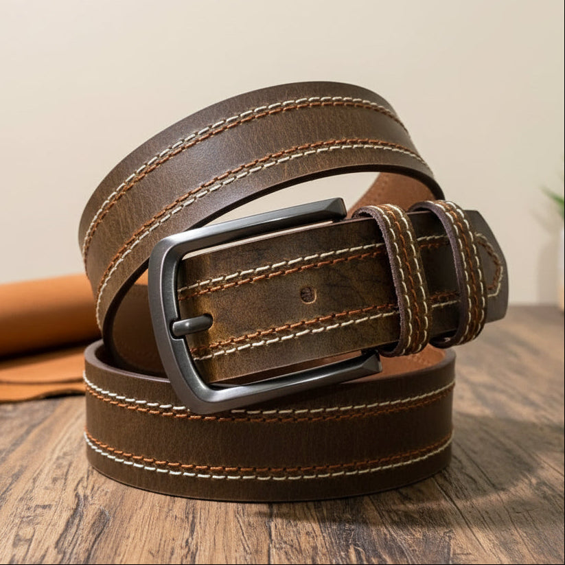 Premium Brown Textured  Leather Belt