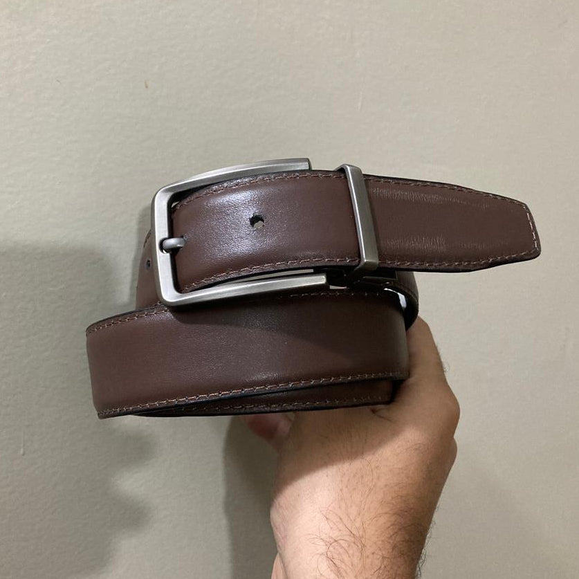 2-in-1 Double-Sided Cow Leather Belt Black & Classic Brown