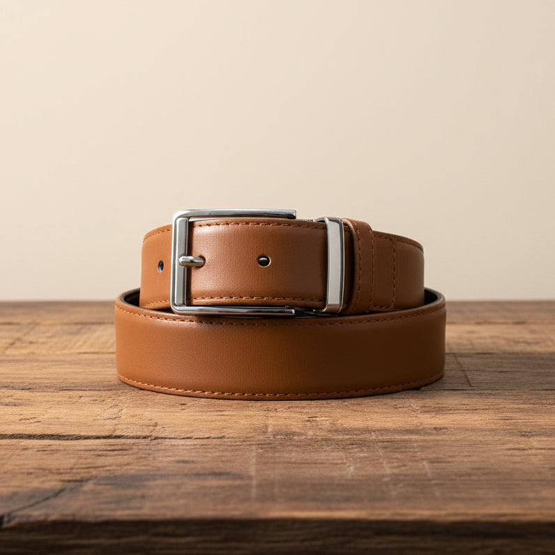 2-in-1 Reversible Premium Cow Leather Belt Black & Tan Brown