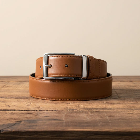 2-in-1 Reversible Premium Cow Leather Belt Black & Tan Brown