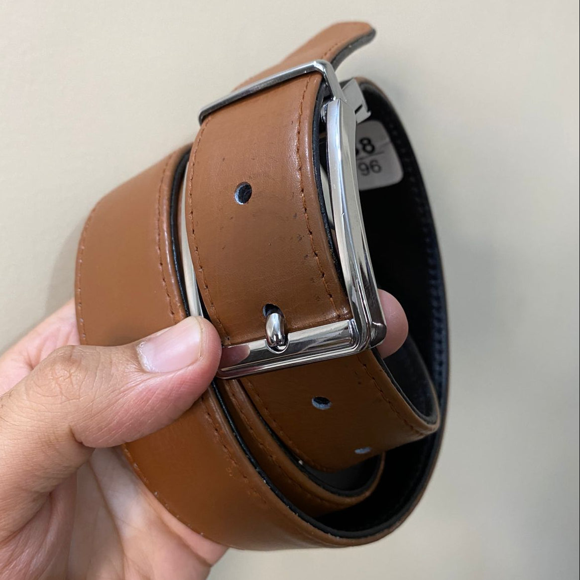 2-in-1 Reversible Premium Cow Leather Belt Black & Tan Brown