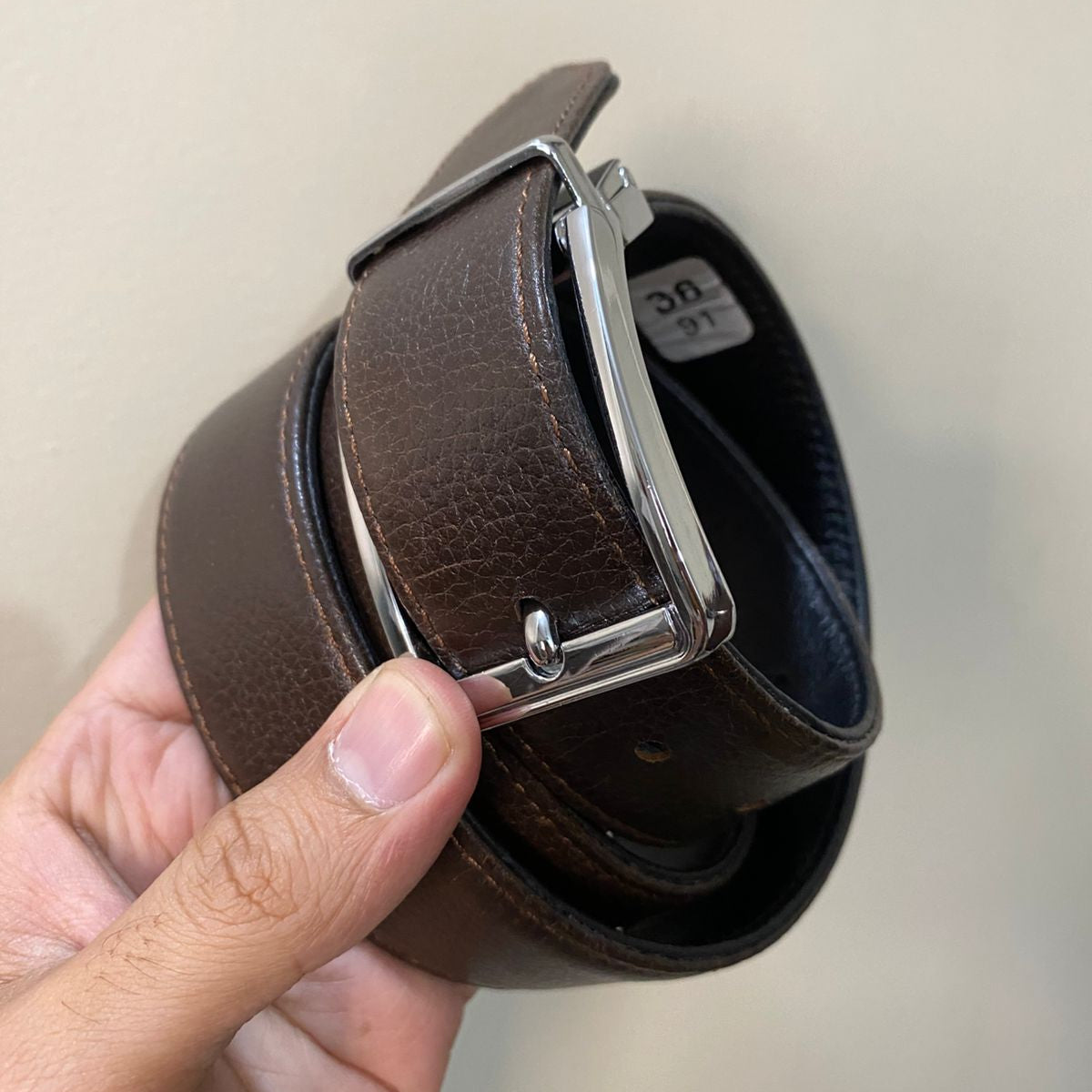 2-in-1 Reversible Premium  Cow Leather Belt Black & Dark Brown