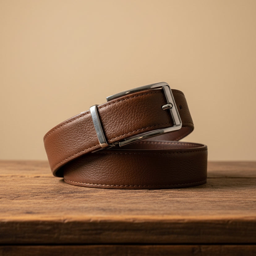 2-in-1 Reversible Premium  Cow Leather Belt Black & Brown