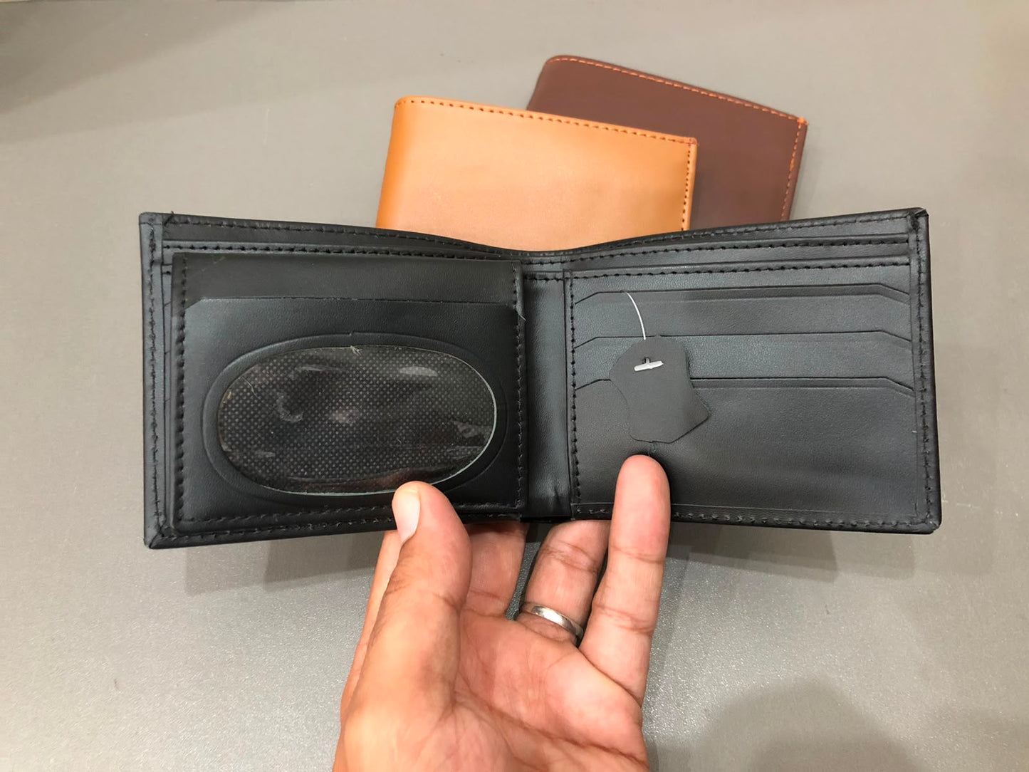 Black Genuine Cow Leather Bifold Wallet