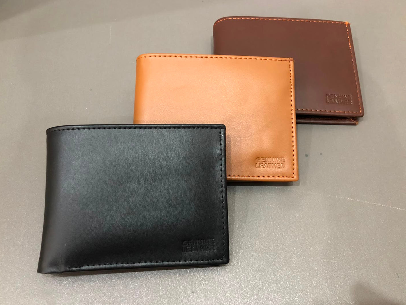 Black Genuine Cow Leather Bifold Wallet
