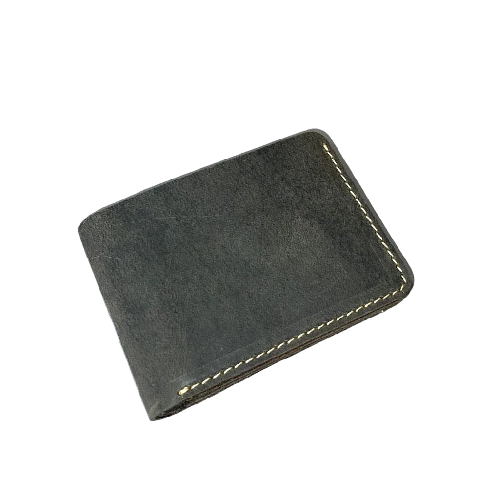 Leather Wallet Slim Bifold Design with Coin Pocket - Olive Green