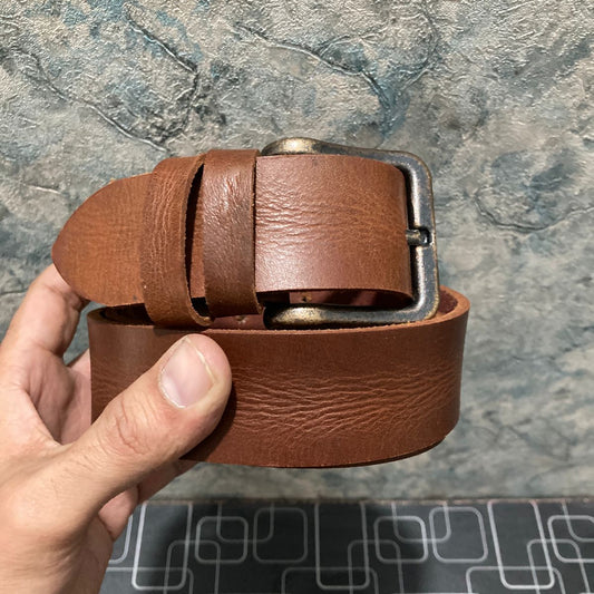Brown Buffalo Real Leather Pull-Up Belt – Premium Vintage Style